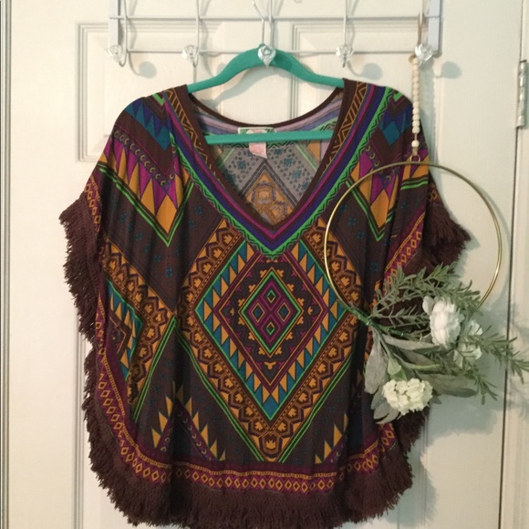 Flying Tomato Tops - Flying Tomato Boho Hippie Poncho Top